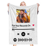 Scannable Music Code Photo Engraved Black Blanket with Package Gift