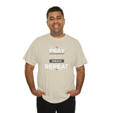 Pray - Study - Preach - Repeat - Men's Heavy Cotton T-Shirt