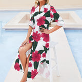 Button Neck Long Sleeve Shirt Dress