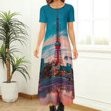 Round Neck Short Sleeve Dress (No Pockets)