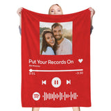 Scannable Music Code Photo Engraved Black Blanket with Package Gift