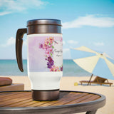 Always rejoice - Stainless Steel Travel Mug with Handle, 14oz