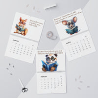 Playful Animals Reading-Year's Text-Wall Calendars (2024)