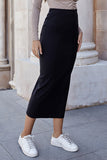 High Waist Pull-On Midi Skirt