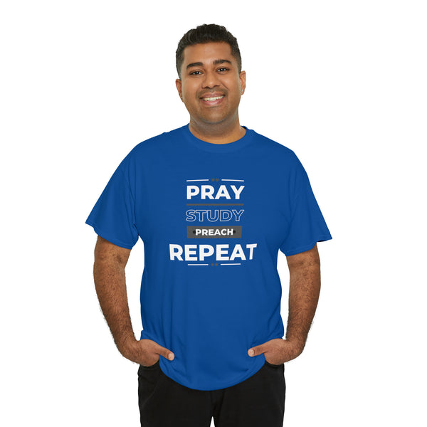 Pray - Study - Preach - Repeat - Men's Heavy Cotton T-Shirt