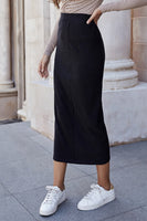 High Waist Pull-On Midi Skirt