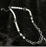 Industrial Pearl & Chain Necklace